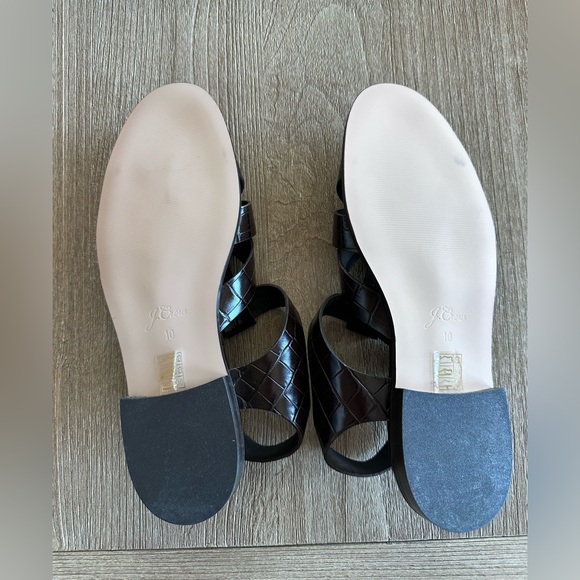 J. Crew Winona Fisherman Sandals in Croc-Embossed Leather Dark Brown 10 NWB - Picture 5 of 11